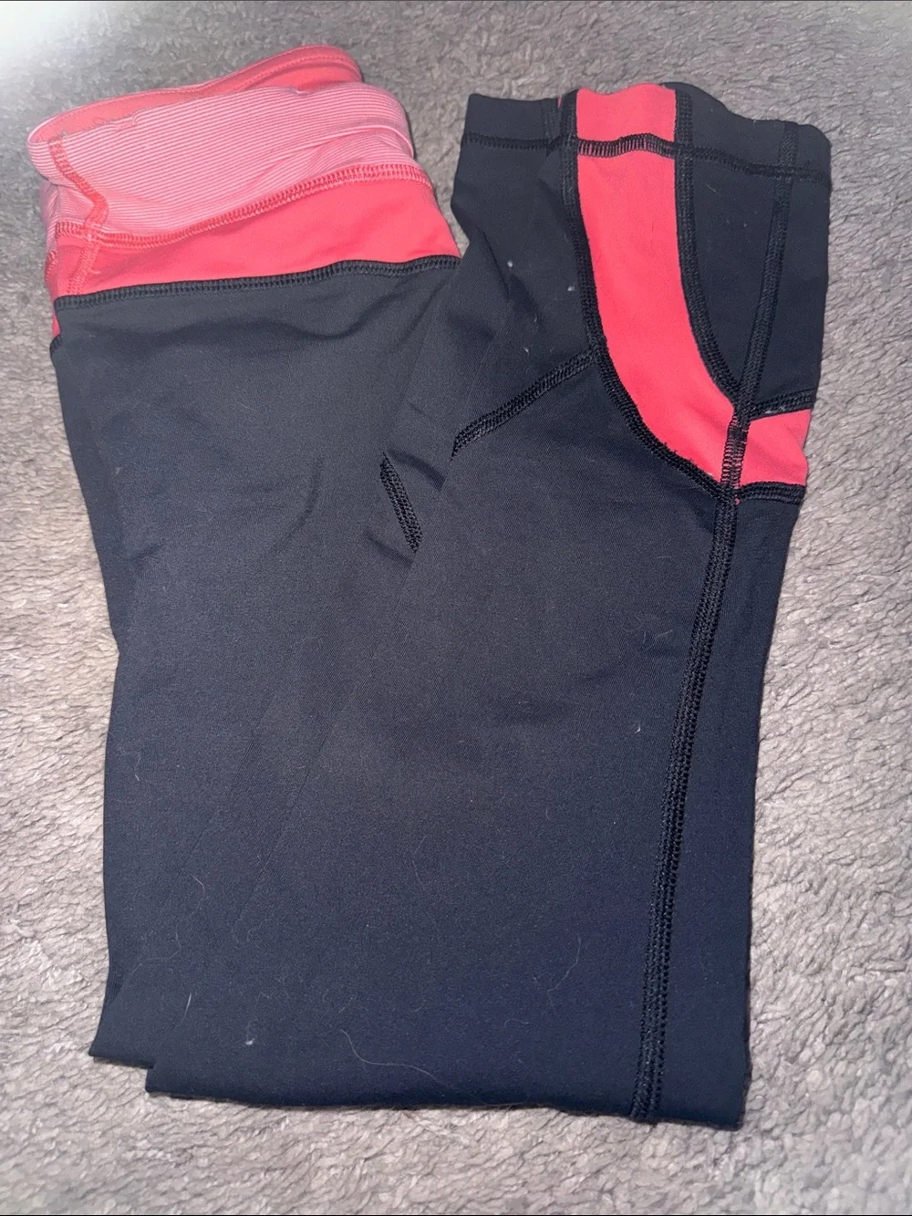 lululemon athletica Kids Black Leggings with Pink Waistband & Pocket Trim